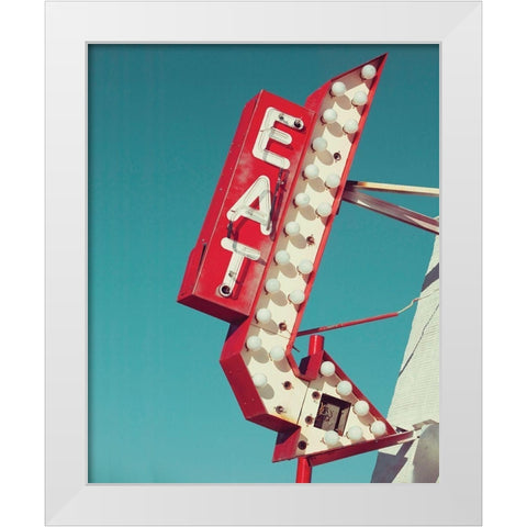 Retro Eat Sign White Modern Wood Framed Art Print by Delimont, Danita