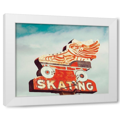 Retro Skating White Modern Wood Framed Art Print by Delimont, Danita