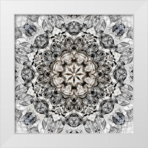 Black White Kaleidoscope White Modern Wood Framed Art Print by Nan