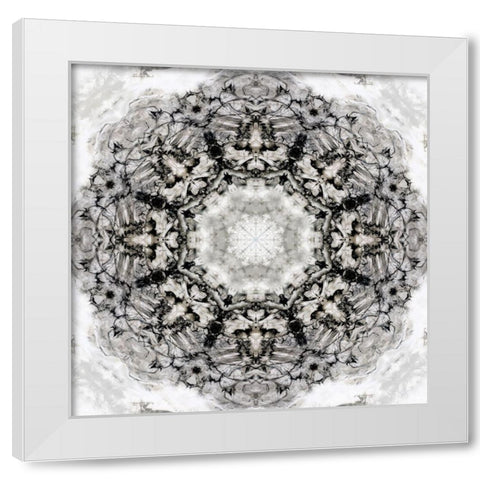 Black White Kaleidoscope White Modern Wood Framed Art Print by Nan