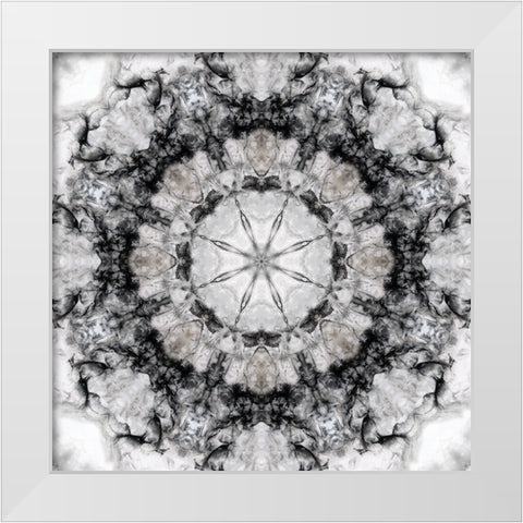 Black White Kaleidoscope White Modern Wood Framed Art Print by Nan
