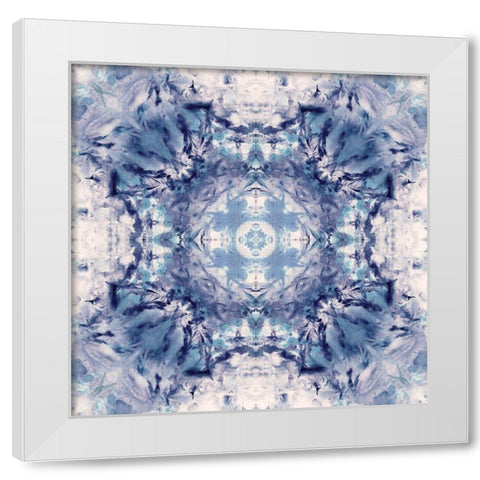 Indigo Gem Kaleidoscope White Modern Wood Framed Art Print by Nan