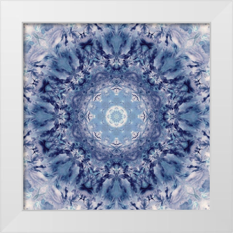 Indigo Gem Kaleidoscope White Modern Wood Framed Art Print by Nan