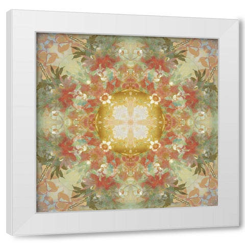 Kaleidoscope Floral Gold White Modern Wood Framed Art Print by Nan