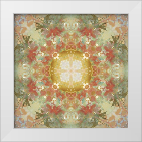 Kaleidoscope Floral Gold White Modern Wood Framed Art Print by Nan