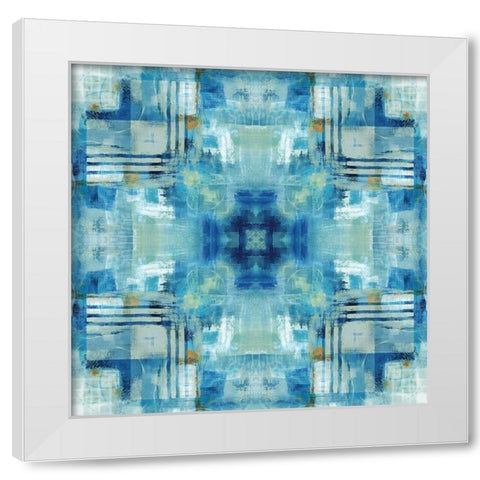 Kaleidoscope Blue Tie Dye White Modern Wood Framed Art Print by Nan