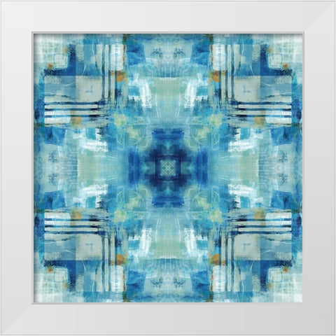 Kaleidoscope Blue Tie Dye White Modern Wood Framed Art Print by Nan