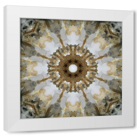 Kaleidoscope Honey Gray White Modern Wood Framed Art Print by Nan