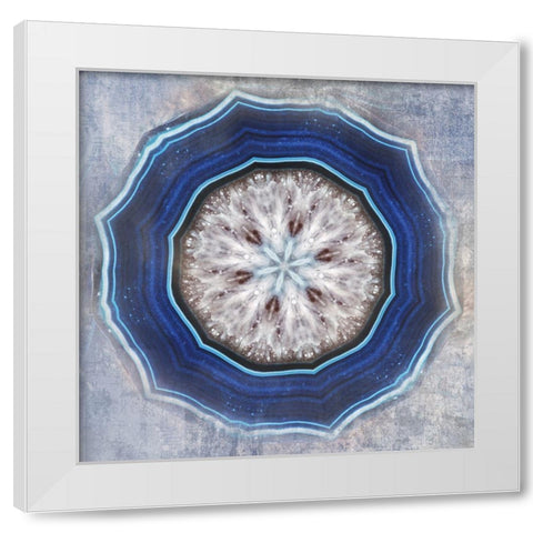 Kaleidoscope Blue Agate I White Modern Wood Framed Art Print by Weisz, Irene