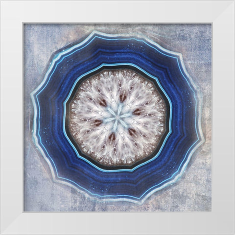 Kaleidoscope Blue Agate I White Modern Wood Framed Art Print by Weisz, Irene