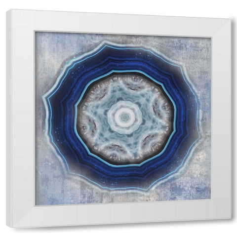 Kaleidoscope Blue Agate II White Modern Wood Framed Art Print by Weisz, Irene
