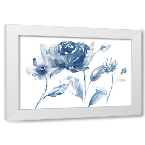 Translucent Blues I White Modern Wood Framed Art Print by Nan