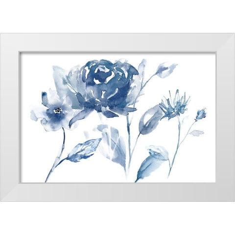 Translucent Blues I White Modern Wood Framed Art Print by Nan