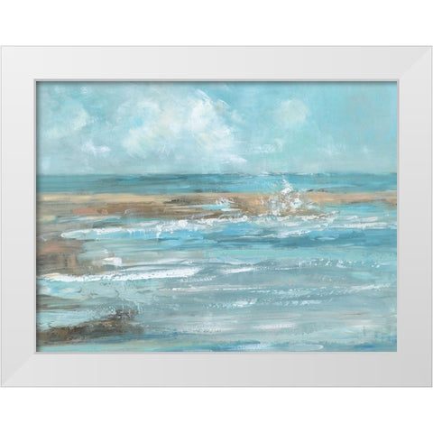 Breaking Waves White Modern Wood Framed Art Print by Swatland, Sally