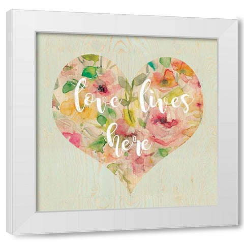 Love Lives Here White Modern Wood Framed Art Print by Robinson, Carol
