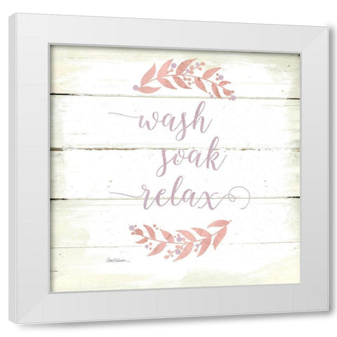 Wash, Soak, Relax White Modern Wood Framed Art Print by Robinson, Carol