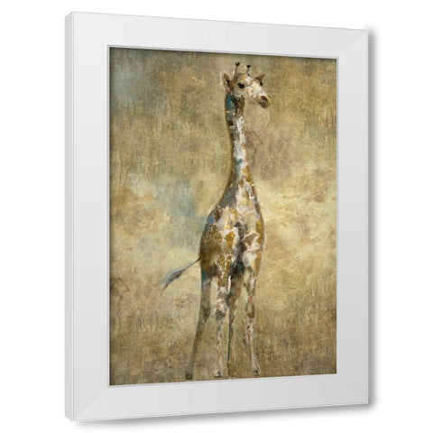 Summer Safari Giraffe White Modern Wood Framed Art Print by Nan