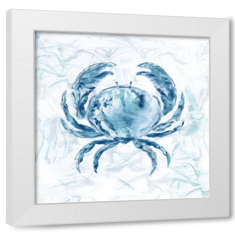 Blue Marble Coast Crab White Modern Wood Framed Art Print by Nan