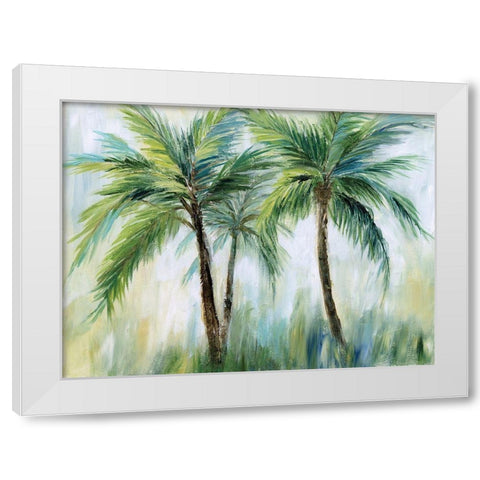 Palm Sensation White Modern Wood Framed Art Print by Nan