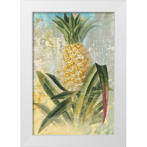 Botanical Pineapple White Modern Wood Framed Art Print by Nan