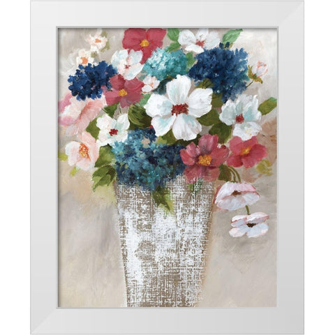 Linen Bouquet I White Modern Wood Framed Art Print by Nan