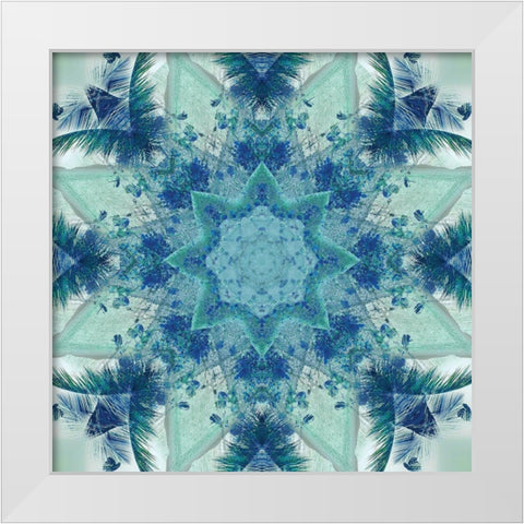 Kaleidoscope Tropic Blues White Modern Wood Framed Art Print by Nan