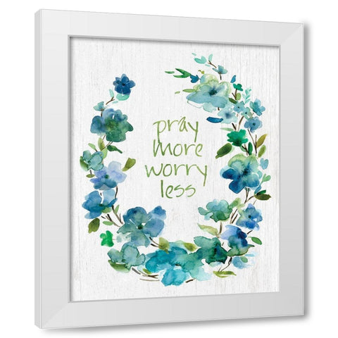 Pray Flower Wreath White Modern Wood Framed Art Print by Robinson, Carol