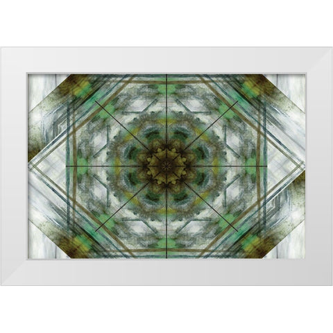 Green Grey Kaleidoscope I White Modern Wood Framed Art Print by Nan