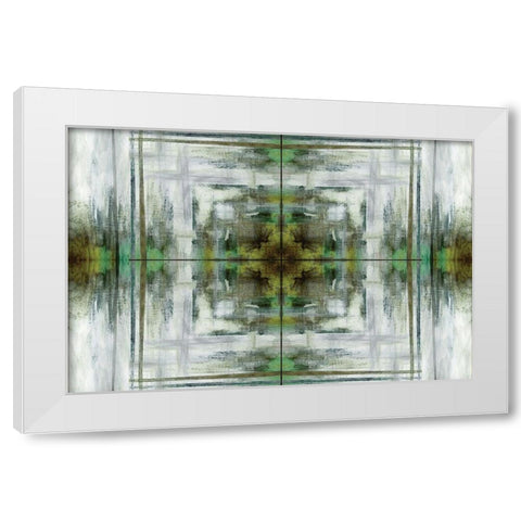 Green Grey Kaleidoscope White Modern Wood Framed Art Print by Nan