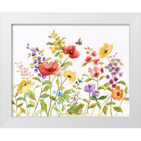 Garden Frog White Modern Wood Framed Art Print by Nan