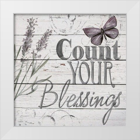Count Blessings White Modern Wood Framed Art Print by Craven, Katrina