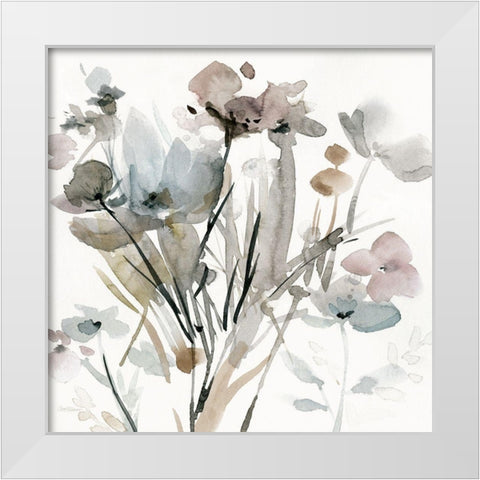 Dainty Blooms I White Modern Wood Framed Art Print by Robinson, Carol