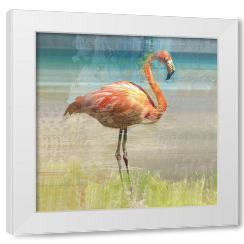 Flamingo Fancy I White Modern Wood Framed Art Print by Nan