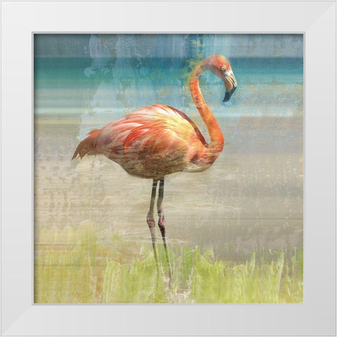 Flamingo Fancy I White Modern Wood Framed Art Print by Nan