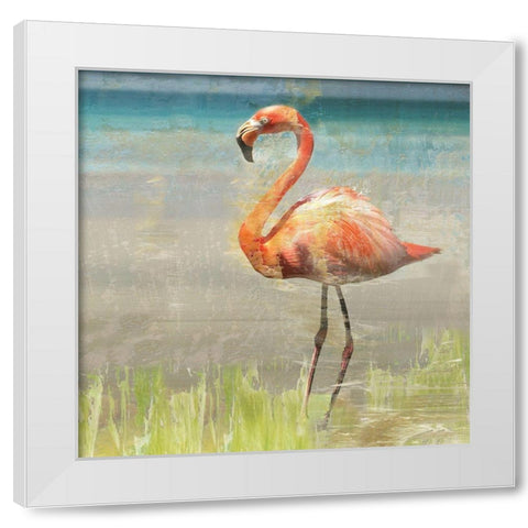 Flamingo Fancy II White Modern Wood Framed Art Print by Nan