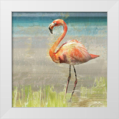 Flamingo Fancy II White Modern Wood Framed Art Print by Nan