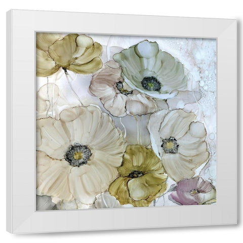 Iridescent Poppies White Modern Wood Framed Art Print by Robinson, Carol