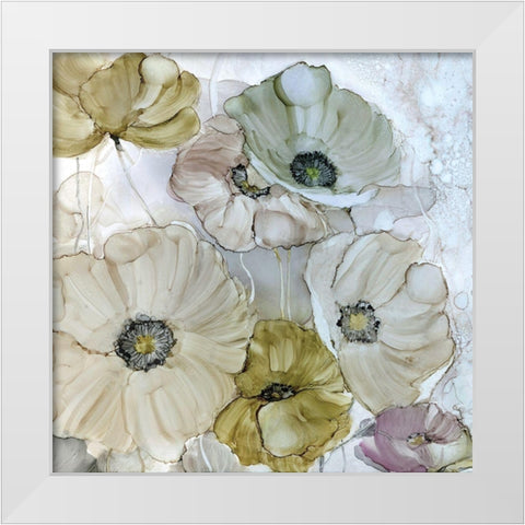 Iridescent Poppies White Modern Wood Framed Art Print by Robinson, Carol