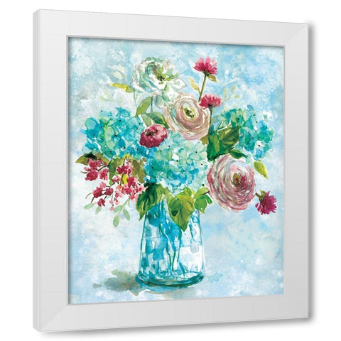 Blue Bouquet II White Modern Wood Framed Art Print by Robinson, Carol