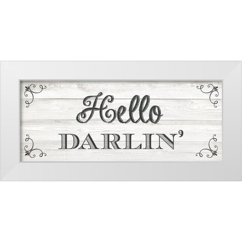 Hello Darlin White Modern Wood Framed Art Print by Murray, Amanda