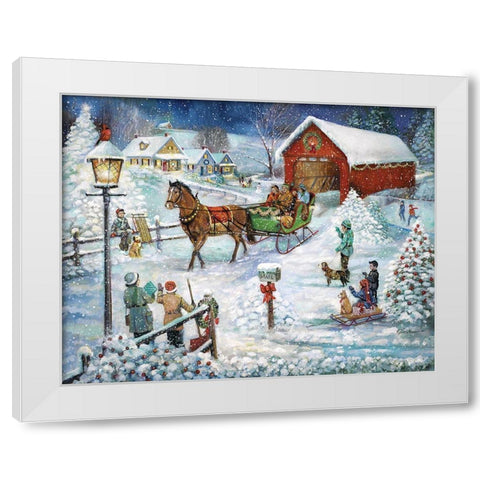 Sleigh Ride White Modern Wood Framed Art Print by Manning, Ruane