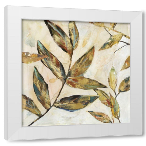 Gilded Leaves I White Modern Wood Framed Art Print by Robinson, Carol
