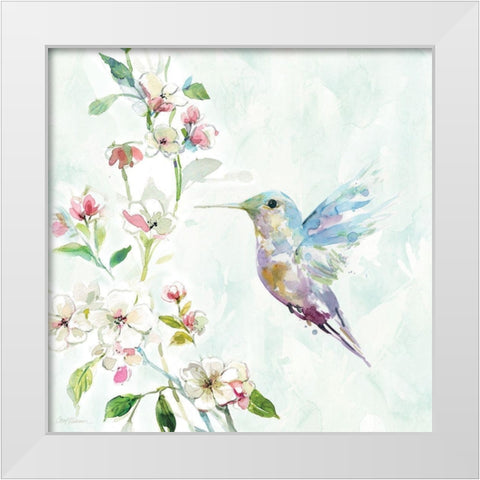 Hummingbird II White Modern Wood Framed Art Print by Robinson, Carol