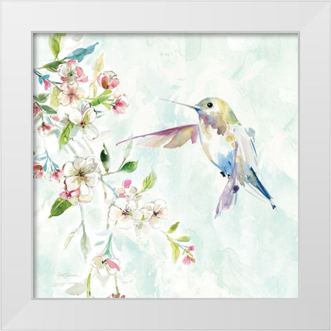 Hummingbird IV White Modern Wood Framed Art Print by Robinson, Carol
