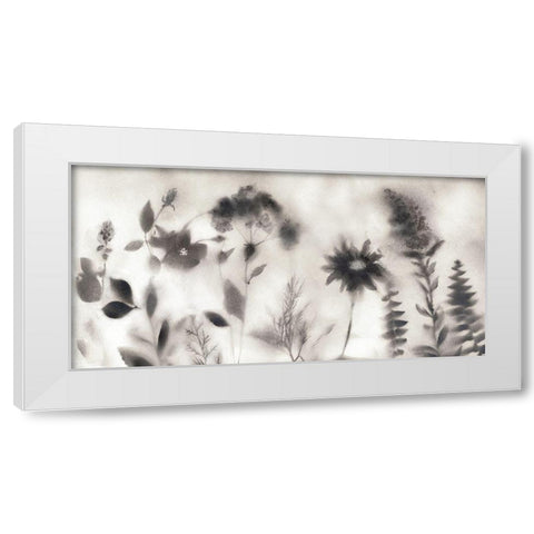 Misty Wildflower Morning White Modern Wood Framed Art Print by Nan