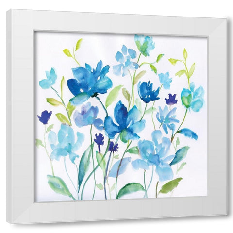 Flower Garden I White Modern Wood Framed Art Print by Nan