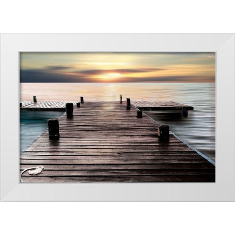 Reflecting White Modern Wood Framed Art Print by Nan