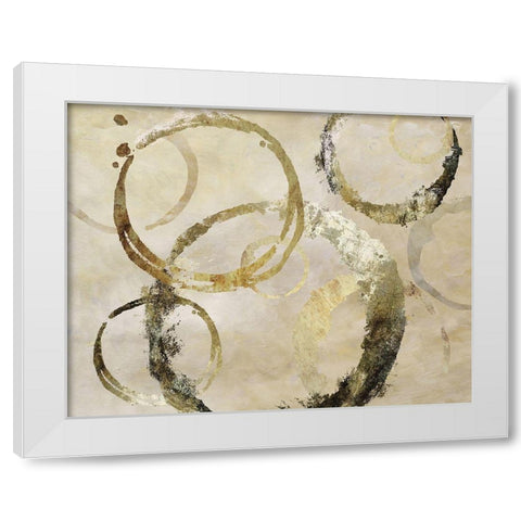 Golden Rings White Modern Wood Framed Art Print by Nan