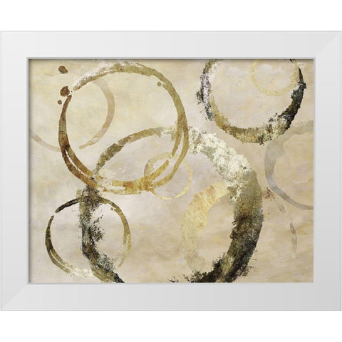 Golden Rings White Modern Wood Framed Art Print by Nan