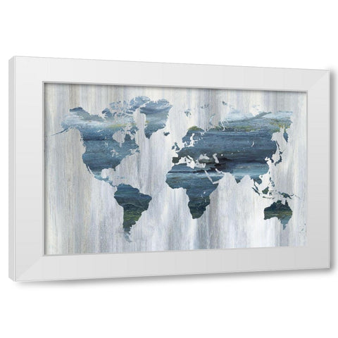 Textural World Map White Modern Wood Framed Art Print by Nan